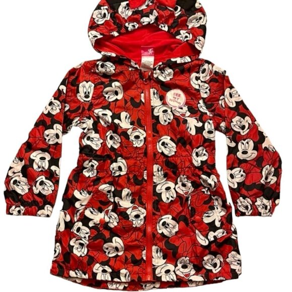Disney Junior  NWT Girl's Red Minnie Mouse Jacket With Hood Ears Bows Size 6 - Picture 2 of 13